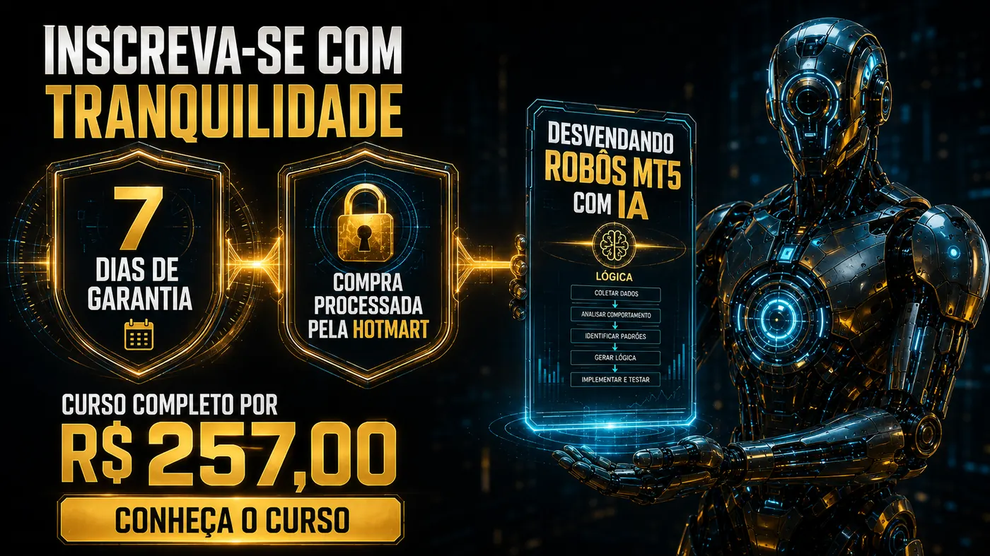 Fluxo lógico do curso: coletar dados, analisar, identificar padrões, gerar lógica e testar